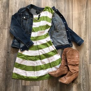 Striped Capped-Sleeve Dress - Forever 21